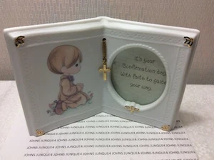 PRECIOUS MOMENTS CONFIRMATION PHOTO FRAME BOY New with tag Porcelain - Picture 1 of 3