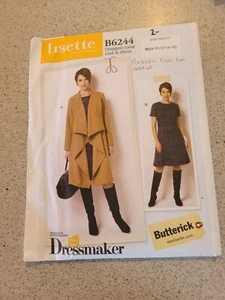 Butterick Sewing Pattern 6244 Misses 8-16 Coat Draped Collar & Dress by Lisette - Picture 1 of 2