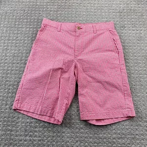 Izod Golf Shorts Men 30 Red White Checkered Chino Short Pants Casual Preppy - Picture 1 of 12