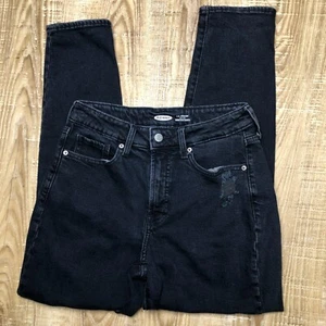 Old Navy O.G. Straight Hi Rise Women's Jeans Black Stretch 2 Distressed Ankle - Picture 1 of 9