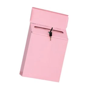 Wall Mounted Mailbox Pink with Key Drop Box for Front Door House Porch - Picture 1 of 6
