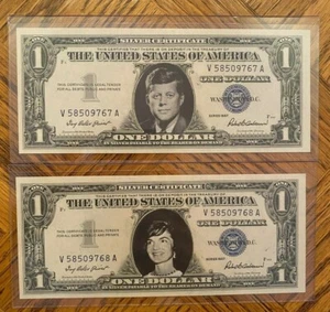 John F. Kennedy y Jacqueline Kennedy - 1957 certificado de plata $1 sin circular #1 - Imagen 1 de 2