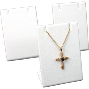 3 White Faux Leather Earring Pendant Display Stand - Picture 1 of 2