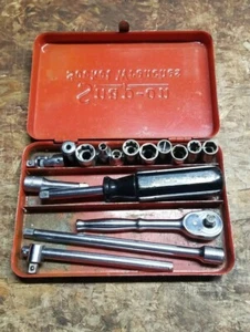 Snap-on Vintage 1/4 Socket Wrenches Case With Tools 16 PC Tool Set - Picture 1 of 16