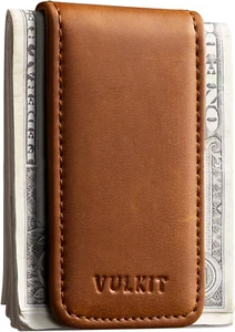 VULKIT Slim Magnetic Money Clip Leather Credit Business Card Holder Bills Holder - Picture 1 of 7