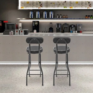 2pcs Black Counter Stool Bar Stool Portable Folding Kitchen Dining Chair - Picture 1 of 21