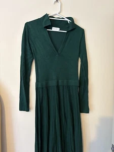 Green Knit Tussah Dress Ankle Dress Size 14 - Picture 1 of 3