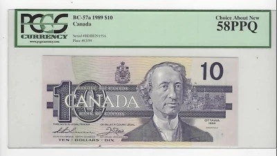 1989  BOC BC-57a, $10 Thi/Cro SN# BDH 0291556 PCGS AU-58 PPQ - Image 1 of 2