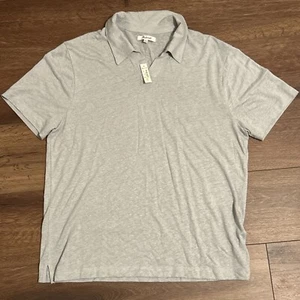Madewell Leinenmischung Johnny Kragen Strick Polo Shirt Herren Small grau neu mit Etikett - Bild 1 von 4