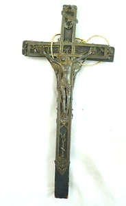 ANTICO CROCIFISSO ARTE POPOLARE DEVOZIONE SIMBOLI DELLA PASSIONE GESU CRISTO - Picture 1 of 5