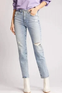 AG Saige High-Rise Straight Jeans Contour 360 Size 25 Distressed NEW Retail $235 - Picture 1 of 13