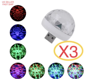 3x USB Mini Disco DJ Ball Car Party Atmospher Light Bar Colorful Sound Activated - Picture 1 of 8