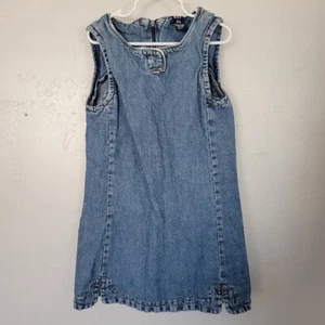 GAP Vintage Denim Dress Y2K Sleeveless Tank Little Girls Small 5/6 Blue Jean 90s - Picture 1 of 5