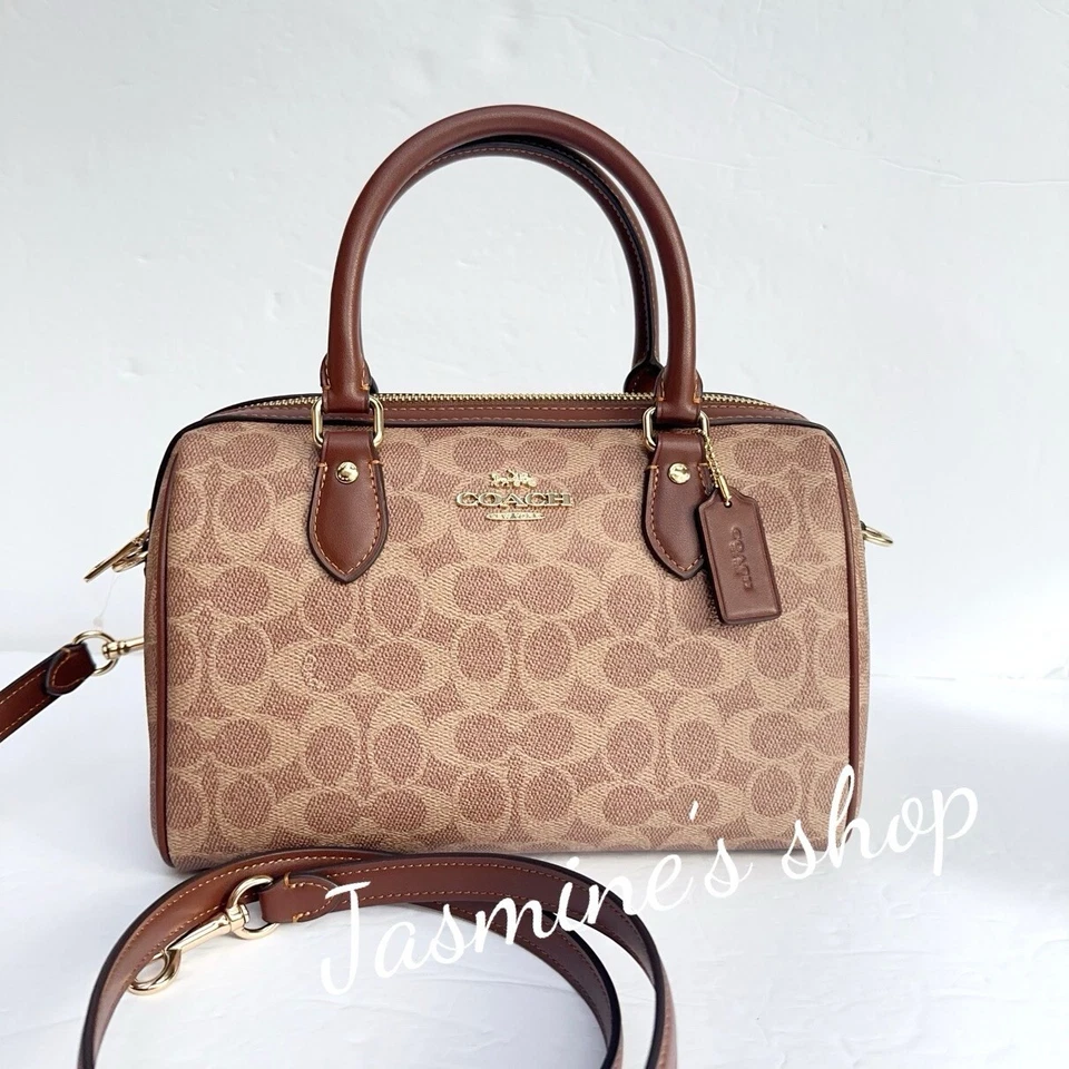 Coach Rowan Satchel/CrossBody Bag In Signature/Hay/Silver CV961 Retail