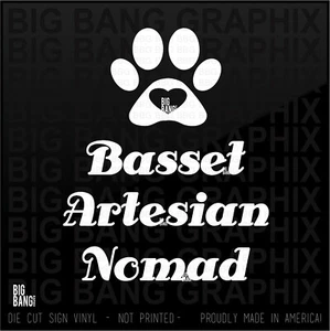 Basset Artesian Nomad BAM Hound Vinilo Calcomanía Adhesiva Camión Coche Vehículo Ventana - Imagen 1 de 3