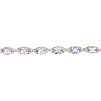 2.14ctw Round Diamond & Sapphire 7.5" Tennis Bracelet 14k White Gold 11.49 Grams - Image 1 of 4