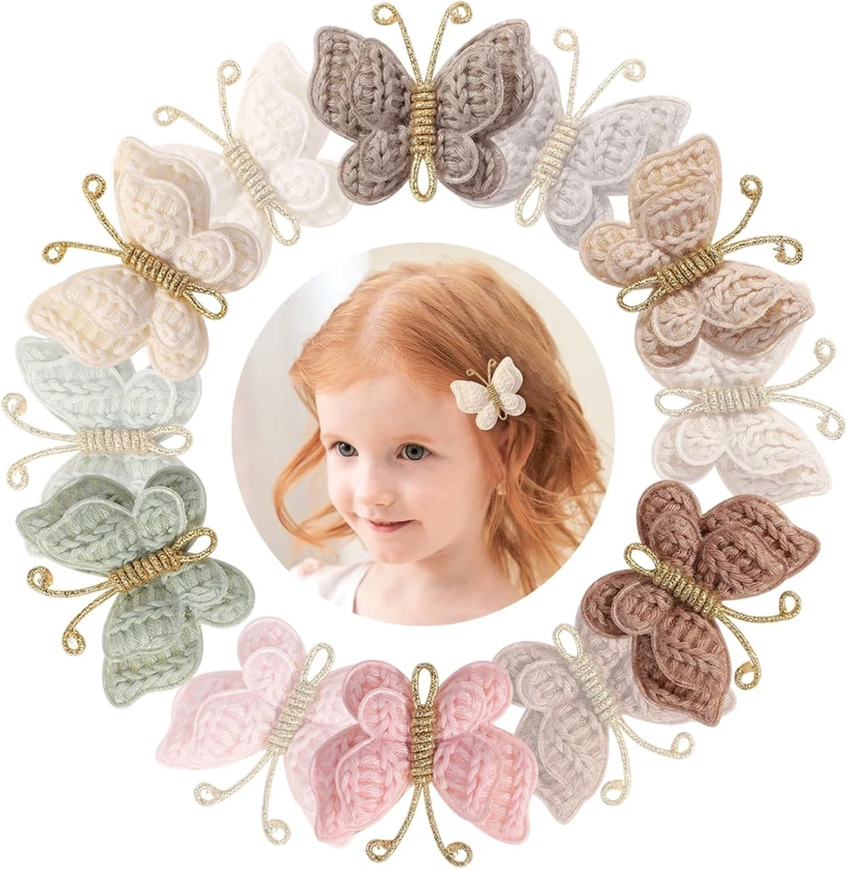 12 Piezas Pinzas para el Cabello Mariposa Moño Niña, Beige Niños Lindas Correas Accesorio... Foto 1 de 4