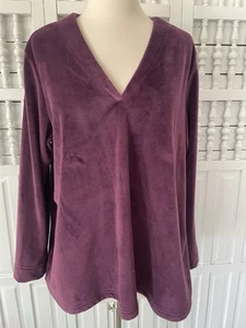 Natori women's large burgundy extra soft pullover V-Neck fall winter shirt, J9 - Picture 1 of 8