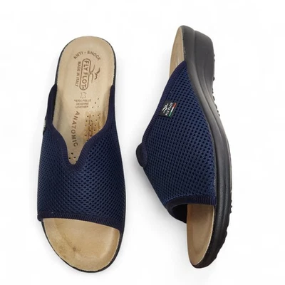 FLY FLOT Zapatos Mujer 39 EE. UU. 8 Azul Marino Sandalias Deslizables Hechas en Italia Antichoque Foto 1 de 4