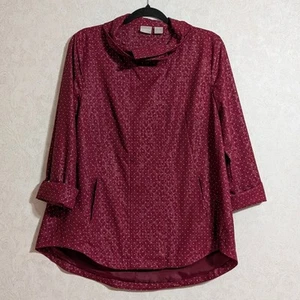Chico’s Zenergy Leopard Polka Dot Windbreaker Jacket Raspberry Color Size 1 - Picture 1 of 11