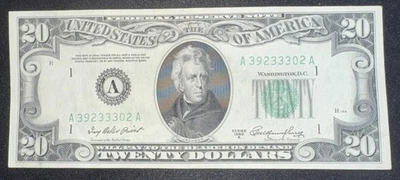 1950-A Twenty Dollar Bill $20 Green Seal Federal Reserve Note - RARE TRIPLE "A" - Image 1 of 4