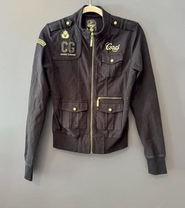 COOGI Couture Women’s Black Gold Military Hooded Jacket Patches. Medium. 90s y2k - Picture 1 of 2