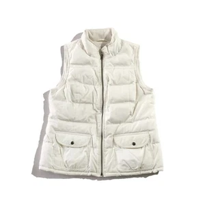Ann Taylor Vest Womens M White Quilted Fleece Lined Down Feathers Puffer Vest - Picture 1 of 10