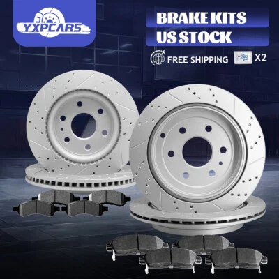Front & Rear Rotors + Brake Pads for 2007 - 2016 Chevy Traverse GMC Acadia - Image 1 of 4