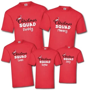Personalised Christmas Squad T-Shirt Any Name Family Xmas Matching T-Shirts Top - Picture 1 of 3