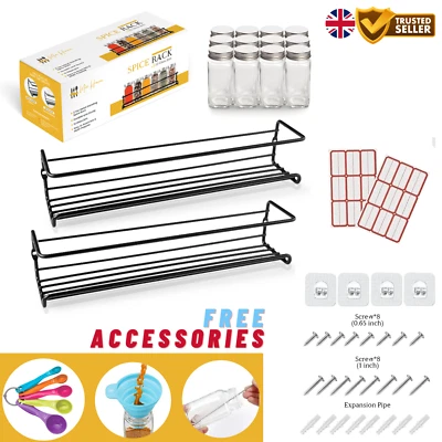 Mix Haven 2 Tier Spice Rack with 12 Glass Jars – Wall Mounted or Countertop Set - Image 1 of 4