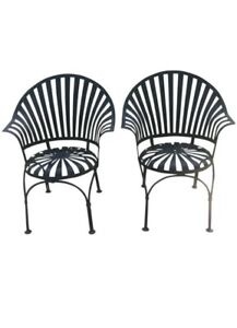 francois carre fanback pair of garden chairs