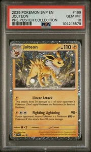 2025 POKEMON PRISMATIC EVOLUTIONS POSTER COLL PROMO SVP EN 169 JOLTEON PSA 10 - Picture 1 of 2