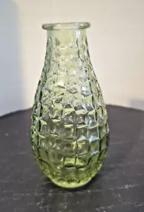 Vintage Paula DPS Diamond Pattern Glass Vase, 5.5", Moss Green - Picture 1 of 7