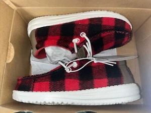 Hey Dude Wally Toddler Buffalo Plaid Red/Black Slip-on Shoes!(TD9) - Picture 1 of 2