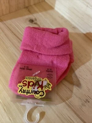 Country Kids Organics Baby Girls T-Cuff Socks Pink Shoe Size 0-1, - Image 1 of 4