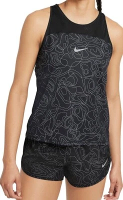 Camiseta sin mangas para correr Nike para mujer Miler Run Division negra estampada (DQ0879-010) talla L y XL Foto 1 de 4