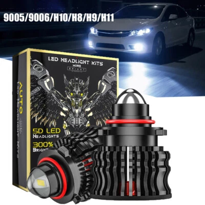 2X 9005 H10 H9 H11 LED Headlight Fog Light LED Laser Projector Light 12000LM 60W - Image 1 of 4