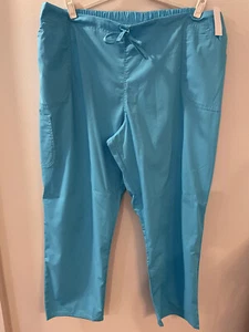 NWT Scrub Pants Womens Bottoms Plus Sz 3XL Blue Pockets Ties Electric Blue New - Picture 1 of 7