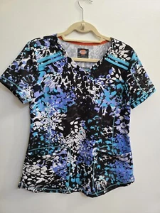 Dickies Medical Scrub Top Multi-color Floral Pattern Women’s Size Small - Picture 1 of 8