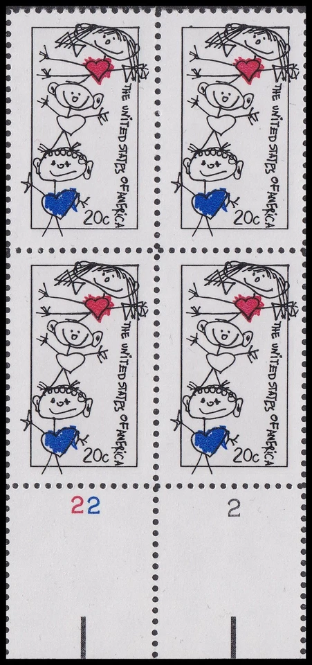 US 2104 Family Unity 20c plate block 4 L #222 MNH 1984 - Image 1 of 1