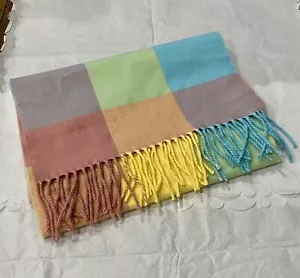 100 % KASCHMIR Schottland Schal kariert Pastelltöne Fransen 12” x 65” - Bild 1 von 3
