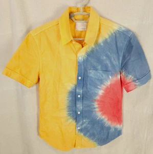 Band Of Outsiders Tie Dye Shirt Yellow Red Blue Size 1 Small Made in USA - Picture 1 of 6