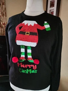 Merry Ginmas Christmas Sequin Jumper From Brave Soul Size 16/ L BNWT - Picture 1 of 6