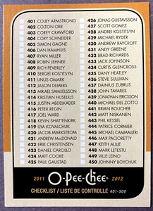 2011-12 O-Pee-Chee Retro Checklist 401-500 #500 Unmarked - Bild 1 von 2