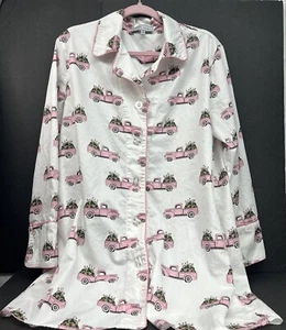 Toss Designs Pink Truck Christmas Tree Nightshirt Pajamas L/XL Mark and Graham - Picture 1 of 23