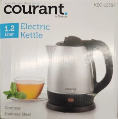 Courant 1.2 Liter Cordless Electric Kettle 360° rotational Stainless Steel, NEW! - Image 1 of 4