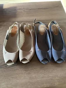 Tommy Hilfinger - 2 Paar - Sling Back EU 39 - in beige und dunkelblau, flach - Bild 1 von 5