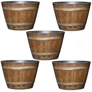 Classic Home and Garden Whiskey Resin Flower Pot Barrel - Picture 1 of 1