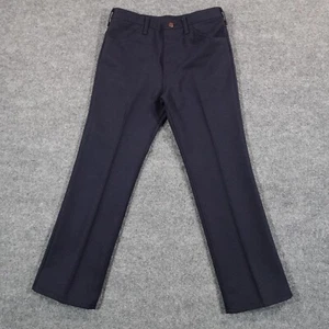 VTG 70s Wrangler Pants 34x30 Blue Flat Boot Cut Trousers Western Talon USA 13726 - Picture 1 of 11
