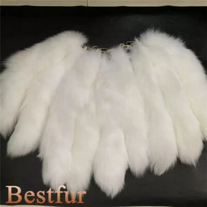 Wholesale 5pcs-16"-18" Real White Fox Fur Tail Keychain Bag Pendant Cosplay Toys - Picture 1 of 2